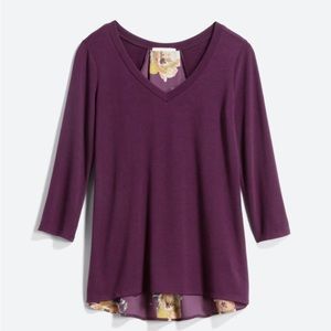 Le Lis Alante Woven Back knit Top size large